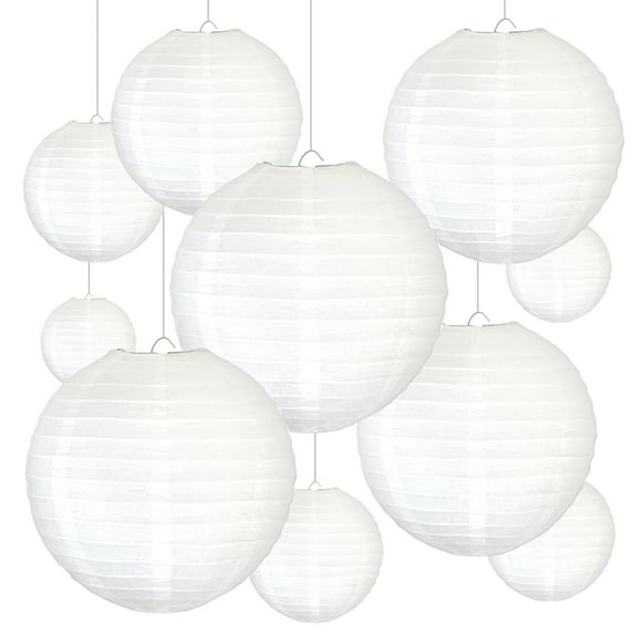 10 Pcs White Paper Lanterns Great Home, Party & Wedding Decorations 8 inch