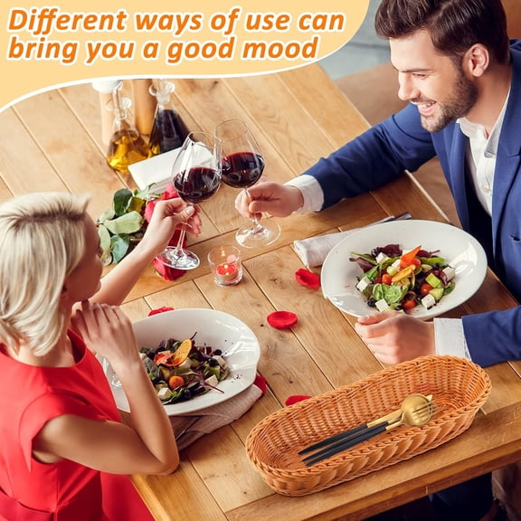 10 Pcs Wicker Bread Baskets for Serving - Oval Gift Basket Empty Woven for Gifts, Food Serving, Kitchen Fruit Storage, Harvest Season Decoration