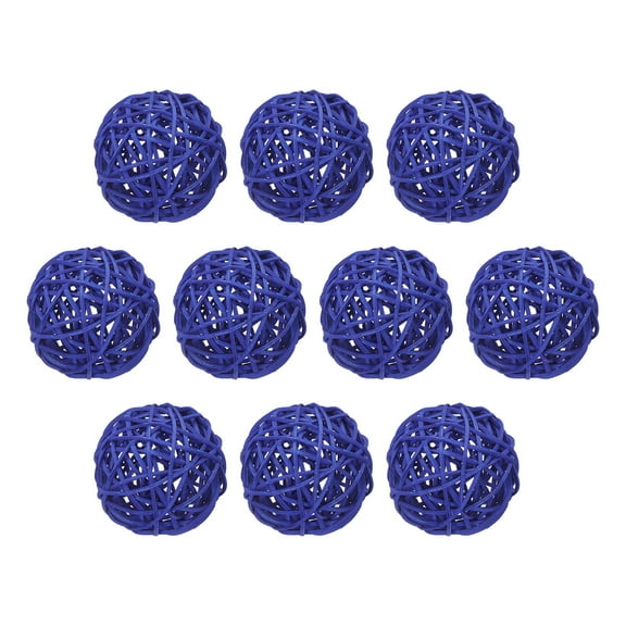 Uxcell 10Pcs Wicker Rattan Balls 2.4" Rattan Decorative Balls for Centerpiece Bowls Vase Fillers Home Decor Deep Blue
