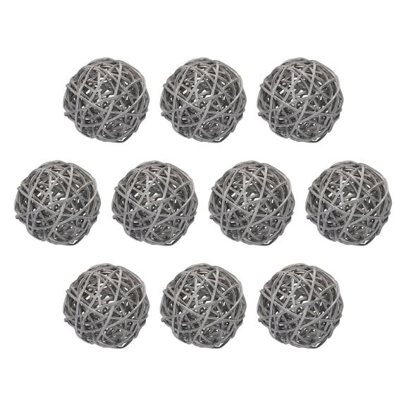 Uxcell 10Pcs Wicker Rattan Balls 2.4" Rattan Decorative Balls for Centerpiece Bowls Vase Fillers Home Decor Gray