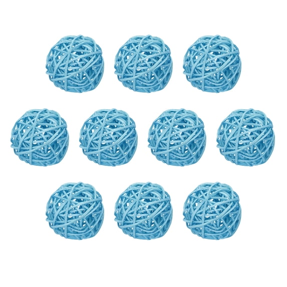 Uxcell 10Pcs Wicker Rattan Balls 2.4" Rattan Decorative Balls for Centerpiece Bowls Vase Fillers Home Decor Light Blue