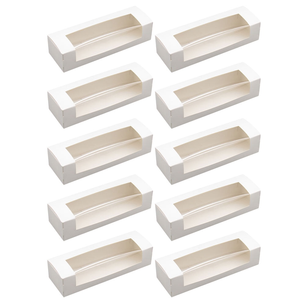 10 Pcs Window Transparent Paper Box Cake Boxes Baking Cookies Container Cupcake Packaging Bread