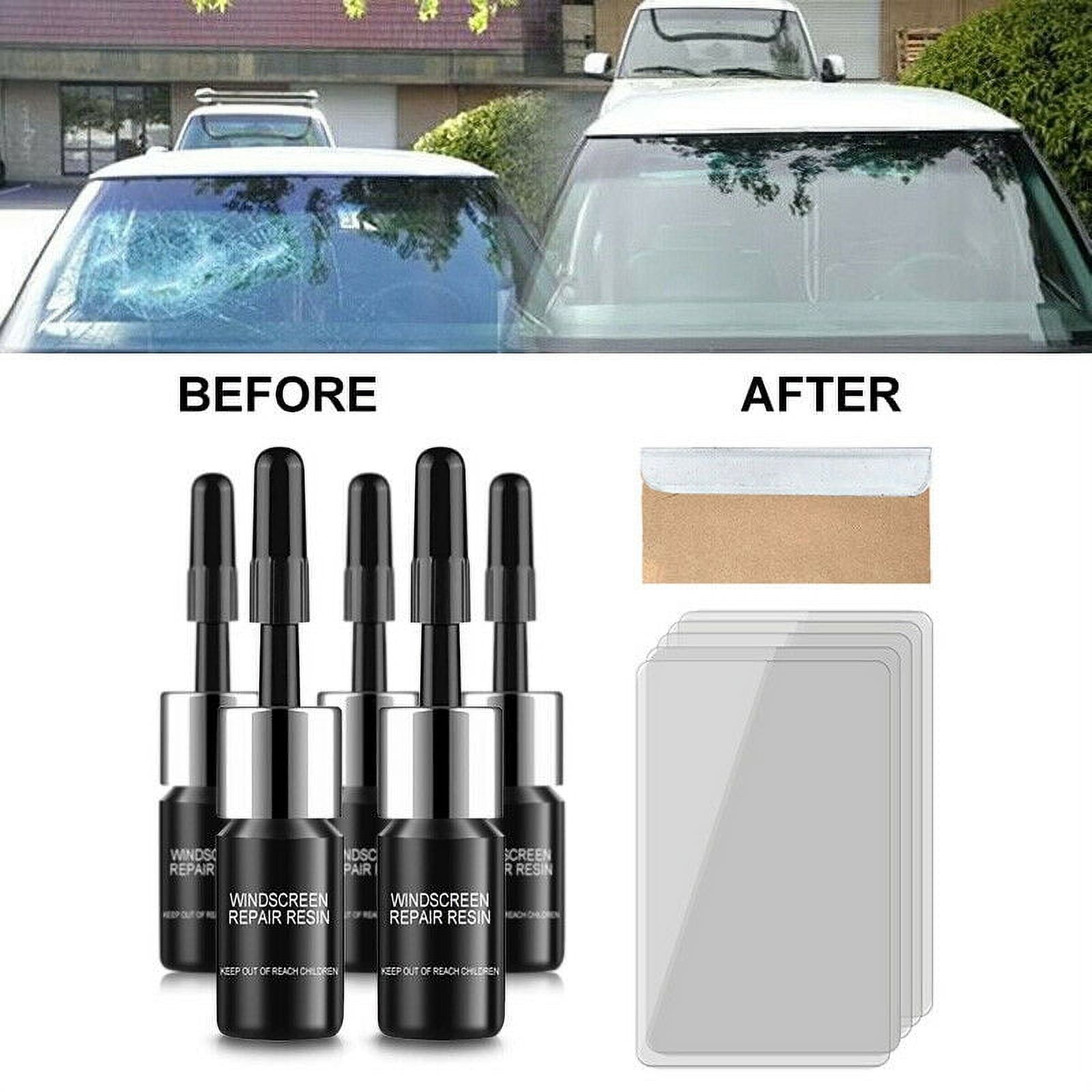 5PCS Automotive Windshield Scratch Repair Kit Reductant Glue Window Resin  Three-piece Curing Liquid Applicator Cleaning Nursing