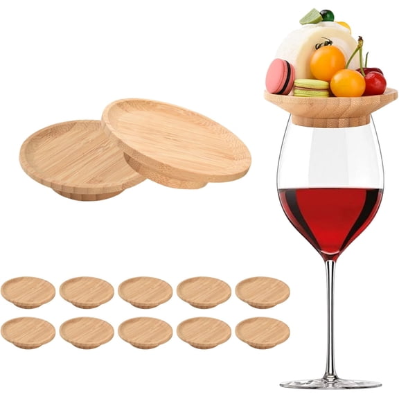 10 Pcs Wine Glass Charcuterie Topper, 4" Mini Charcuterie Boards, Wine Appetizer Plates for Family Gatherings, Restaurants, Bars