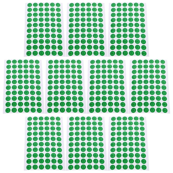 10 Pcs Wire Stickers Ground Wire Identification Sticker 1.00X1.00X0.10CM Green