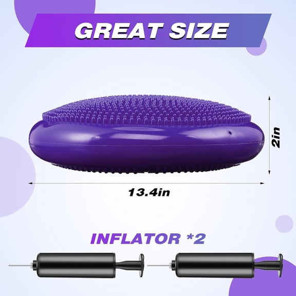 10 Pcs Wobble Cushion Inflated Wiggle Seats 13.4'' Balance Disc with Air Pump