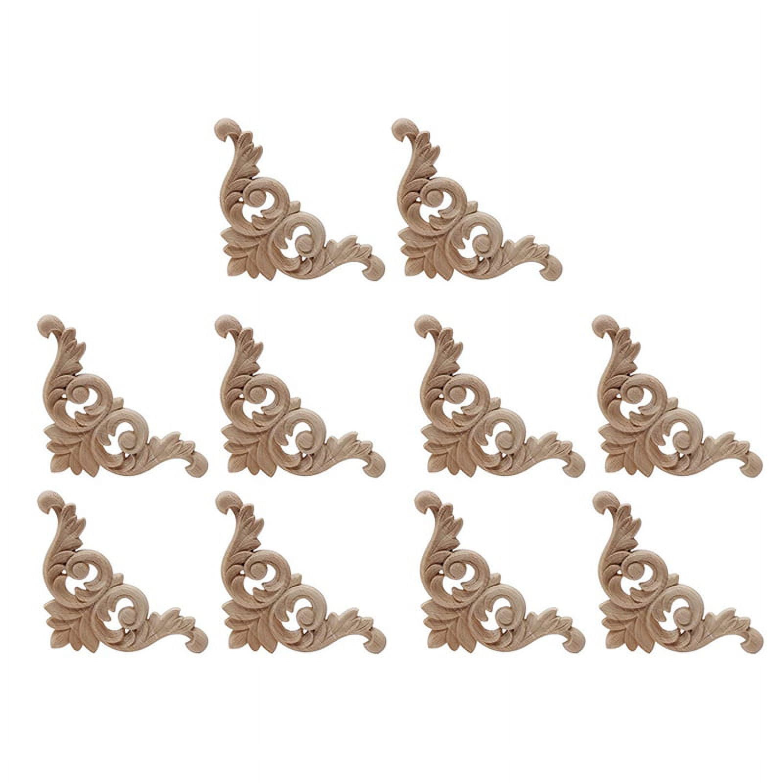 10 Pcs Wood Carving Decal Wood Carved Mouldings Corner Applique Home