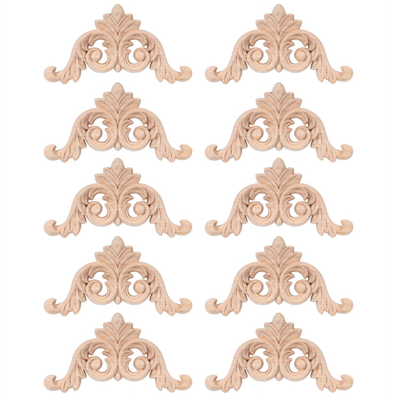 10 Pcs Wood Carving Decal Wood Carved Mouldings Corner Applique Home
