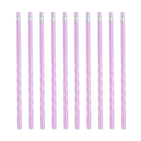 10 Pcs Wood Pencils, Unsharpened Wood Cased Pencils with Eraser Hexagonal Pencil Cute Graphite No 2 Pen for Adults Gifts Exam Office Sketching Learning(Purple)