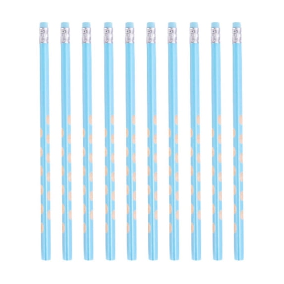 10 Pcs Wood Pencils, Unsharpened Wood Cased Pencils with Eraser Hexagonal Pencil Cute Graphite No 2 Pen for Adults Gifts Exam Office Sketching Learning(Sky Blue)