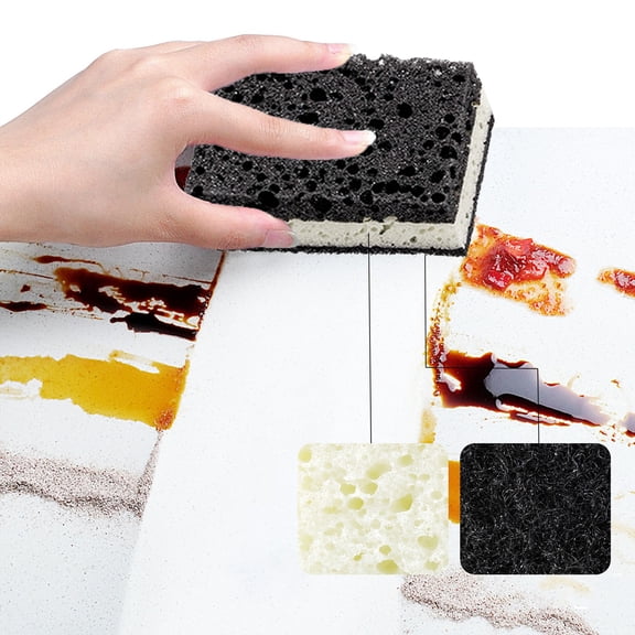 10 Pcs Wood Pulp Sponge Block Double Sided Scrub Sponges for Kitchen Cleaning - Reusable Dish Sponge for Pots Pans Sinks Stoves Bathroom Countertops - Scouring Pad for Household Cleaning