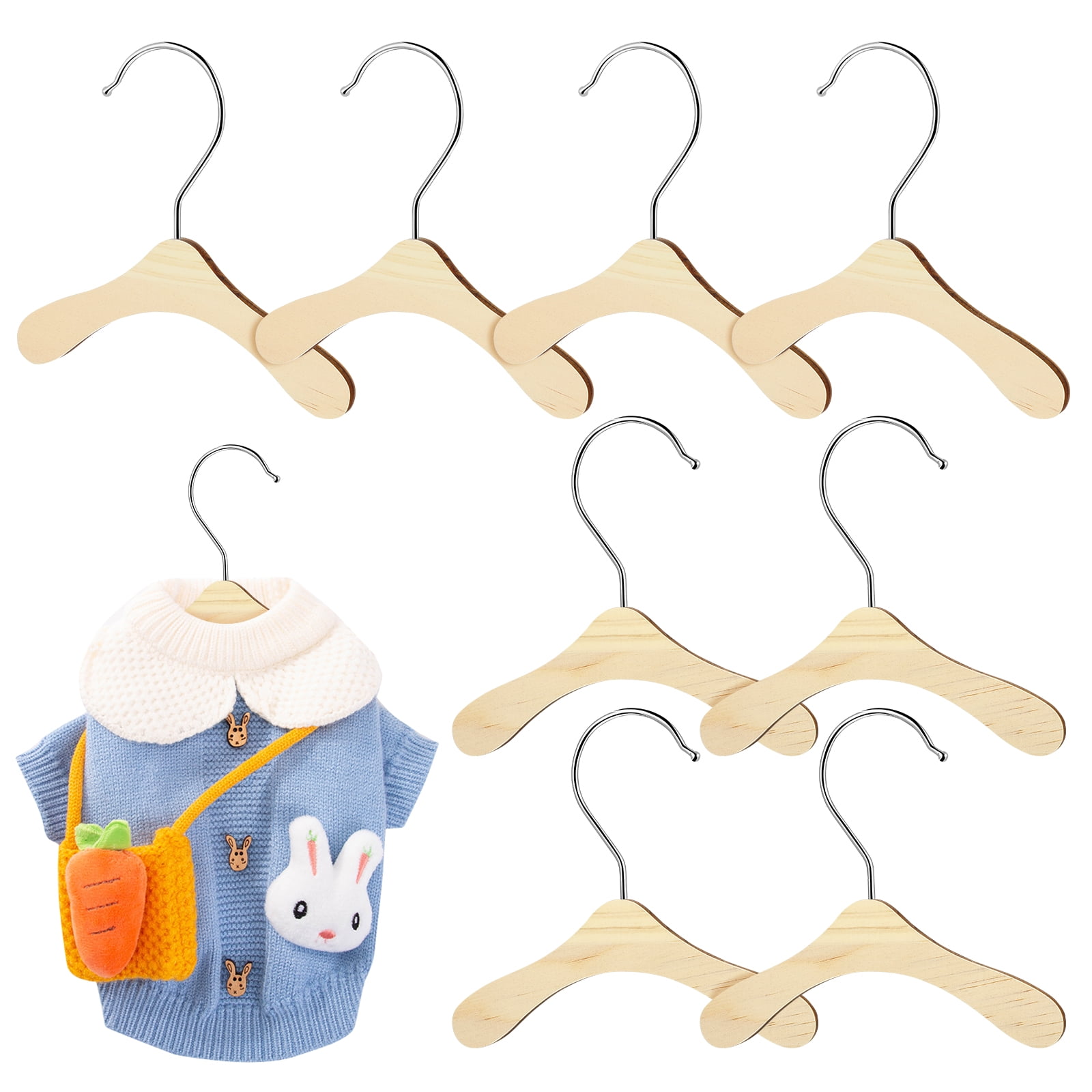 10 Pcs Wood Standard Hangers Dog Clothes Hangers Wooden Cat Clothes Hangers Pet Coat Hangers