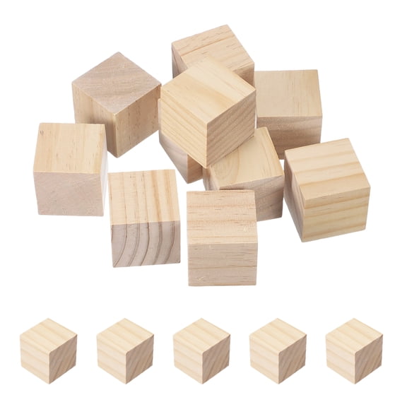 10 Pcs Wooden Blocks, 2 Inch Square Natural Wooden Block Unfinished Wood Cube for DIY Craft Art Project Painting Decoration, Natural