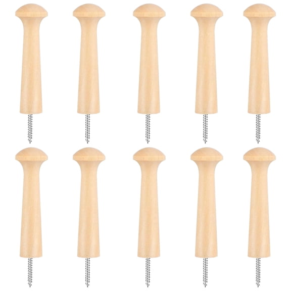 10 Pcs Wooden Coat Hooks, 3.7" Natural Solid Wood Wall Mounted Coat Pegs, Sturdy Screw-In Shaker Pegs for Entryway, Bedroom, Bathroom & Kitchen, Smooth Rack Hooks