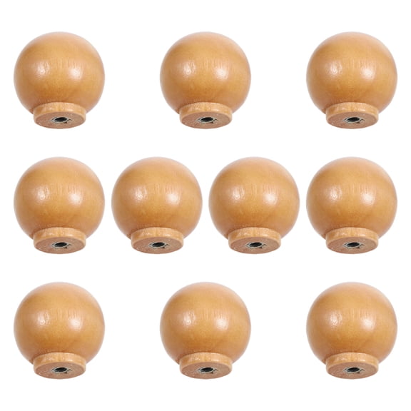 Khaki Wooden Cabinet Knobs for Outdoor Use Creative Shaped Furniture Handles 10 Pieces