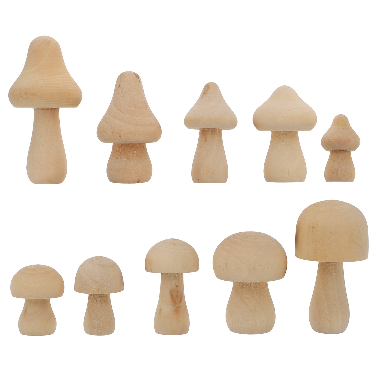 10 Pcs Wooden Mushroom Kids Mini Toys DIY Painting Mushrooms Models
