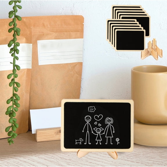 10 Pcs Wooden Sign Boards - Mini Chalkboard Display Signs with Easel Stands for Tabletop Messages Home Drawing Boards - Reusable for Place Cards Wedding Food Labels Event Decorations Party Supplies
