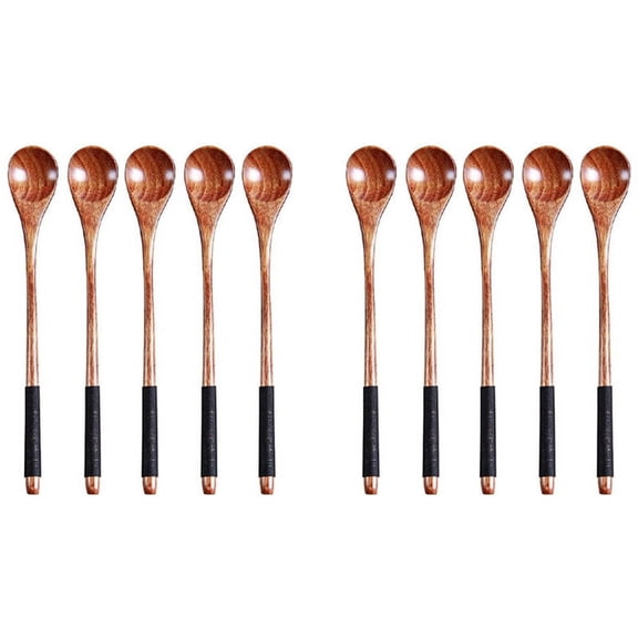 10 Pcs Wooden Cooking Mixing Spoon for Coffee Tea Jam Bath Salts