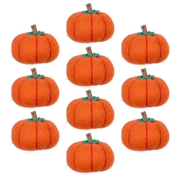 10 Pcs Wool Felt Pumpkin 1.7 Inch Mini Fall Handmade Wool Felt Pumpkins for Crafts Autumn Thanksgiving Party Favors Farmhouse Decor Orange Red