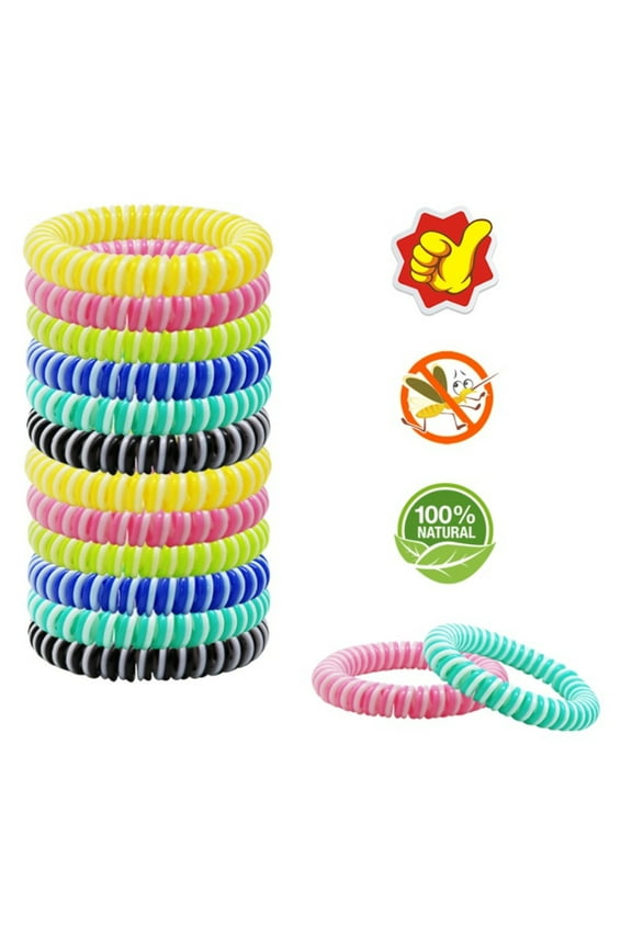 10 Pcs Wrist Mosquito-Repellent Key Chains,Spiral Key Bracelets,Wrist Coil Mosquito-Repellent Chains,Multicolor Stretchable Plastic Wristband Key Chains,Wristband Key Rings for Gymnasiums
