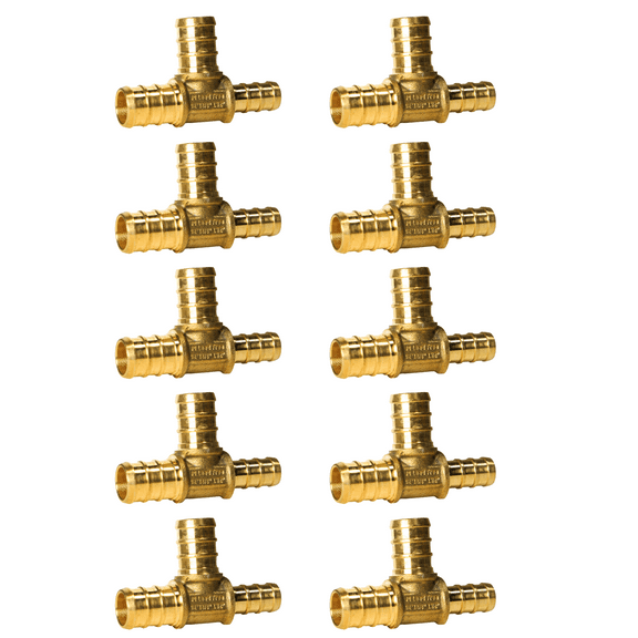 10 Pcs. XFITTING 1/2" x 3/8" x 1/2" Pex Tee, Pex B Reducing Tee Crimp Version 26-6-4=10X