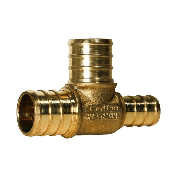 10 Pcs. XFITTING 3/4" x 1/2" x 3/4" Pex Tee, Pex B Reducing Tee Crimp Version 25-1-3=10X