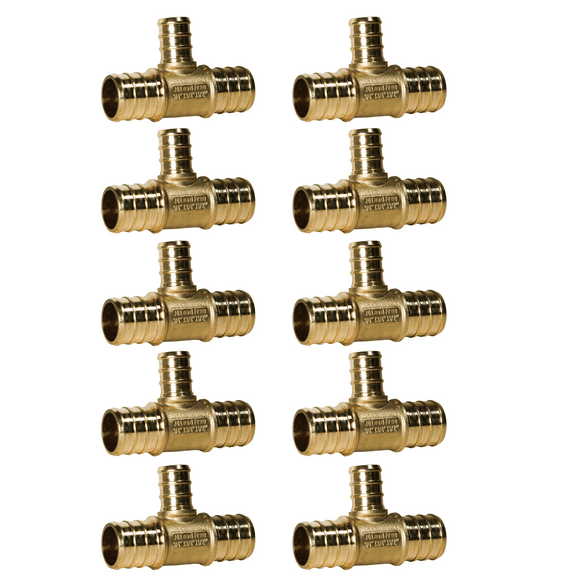 10 Pcs. XFITTING 3/4" x 3/4" x 1/2" Pex Tee, Pex B Reducing Tee Crimp Version 25-1-1=10X