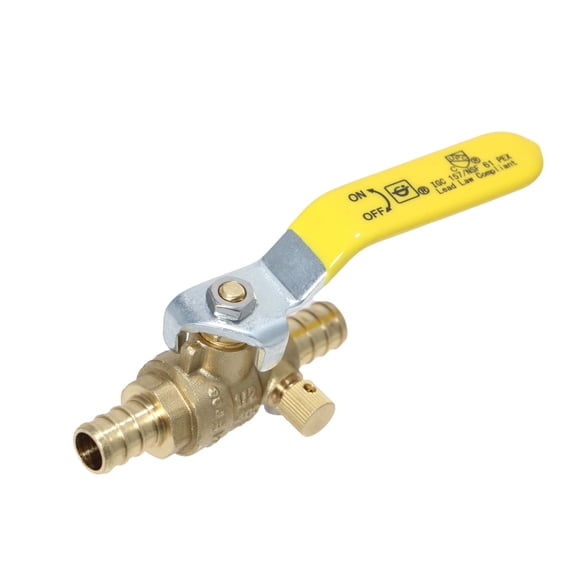 10 Pcs XFITTING Barb Crimp Pex 1/2 Inch Ball Valve With Drain, 24-3-6=10XX