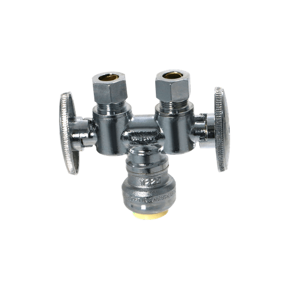 10 Pcs XFITTING OD Compression 3/8 Inch x 3/8 Inch OD Compression x 1/2 Inch Push Fit Dual Straight Valve, 4-4-1=10XX
