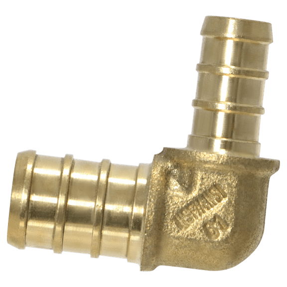 10 Pcs XFITTING Pex 1/2 Inch X 3/8 Pex Reducing Elbow Brass Crimp Fitting, 25-5-4=10X