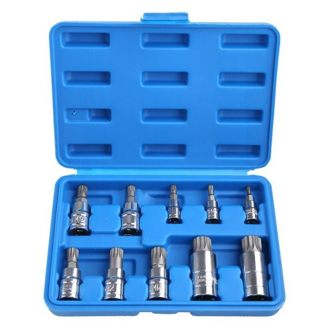 10 Pcs XZN 12 Point MM Triple Square Spline Bit Socket Set Tamper Proof ...