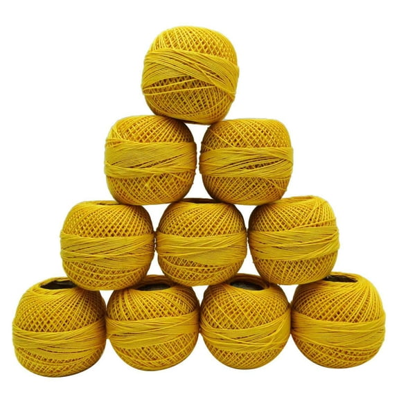 10 Pcs Yellow Mercer Cotton Crochet Thread Yarn Tatting Knit Embroidery Craft