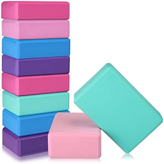 10 Pcs Yoga Blocks Bulk EVA Foam Blocks High Density Foam Brick Yoga Accessories, Improve Strength and Aid Balance and Flexibility, Supportive Soft Non Slip Surface for Pilates (Multicolor)