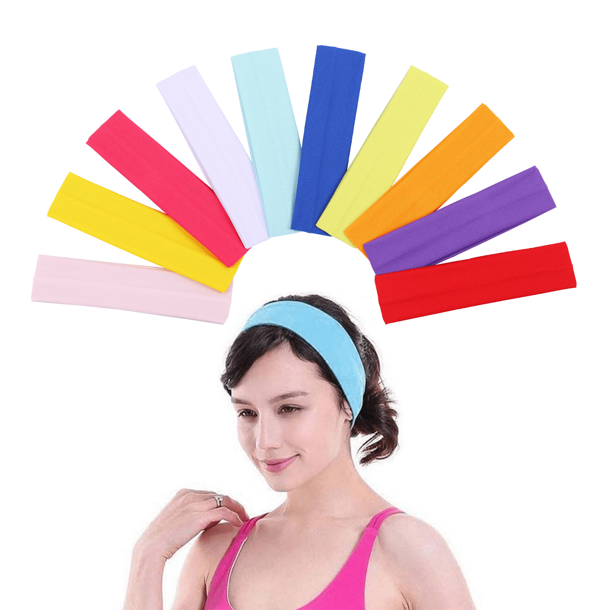 10 Pcs Yoga Headband,Headbands for Women, Non Slip Stretchy Headband Sweat  Head Bands for Sports Running Fitness，Women's Headbands for Mixed Colors 