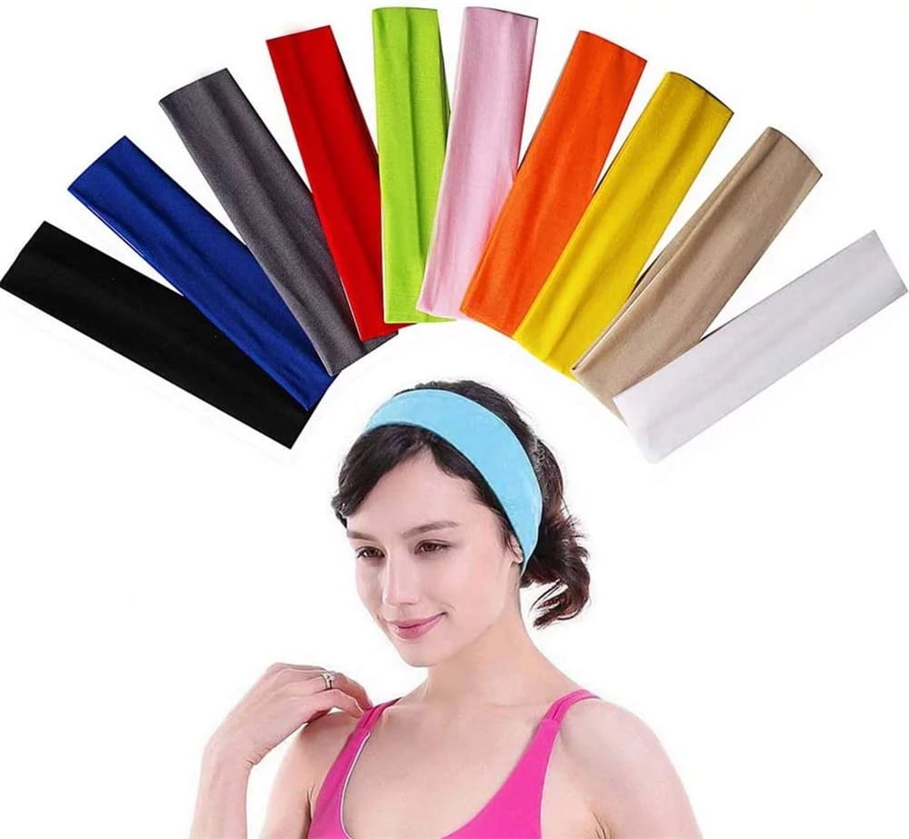 10 Pcs Yoga Headband Stretchy Headband Cotton Elastic Mixed Colors Ballet  Hairband Sports Head Band in Beauty for Women