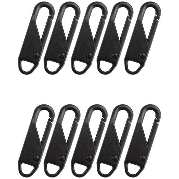 10 Pcs Zipper Pull Replacement Zipper Repair Kit Zipper Slider Pull Tab Universal Zipper Fixer Metal Zipper Head (Black)