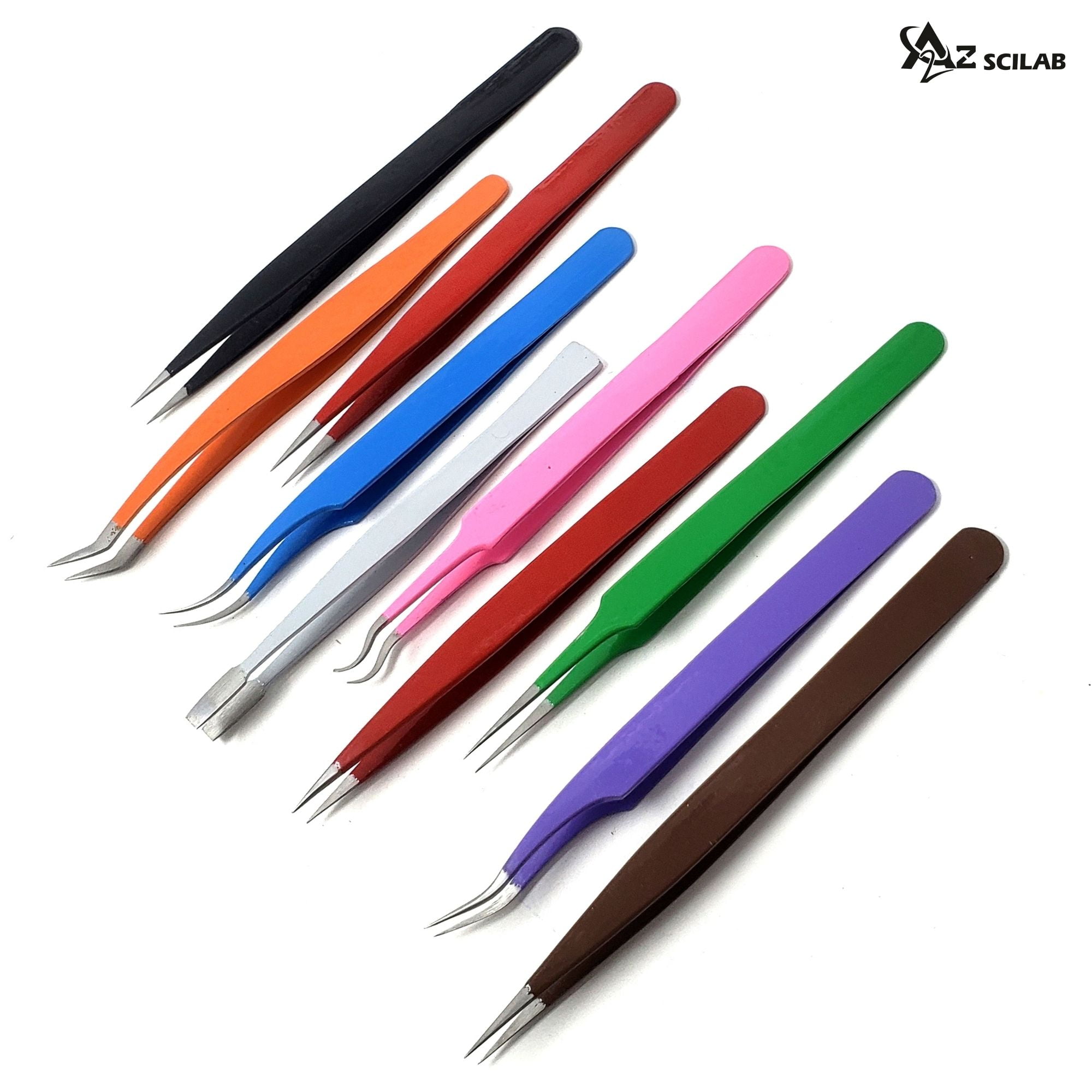 10 Pcs multi color Tweezers Set, such as plucking hairs, removing splinters, or working with small electronic components.