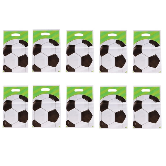 10 Pcs Soccer Treat Candy Bags,Soccer Goodie Bag,Soccer Party Favors Bags Soccer Theme Gift Bag for Birthday Decorations,Soccer Themed Party Supplies, 7x9.8 Inch, Green