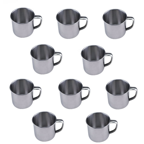 10 Pcs of Stainless Steel Coffee Tea Cup with Handle 6oz Espresso Mug
