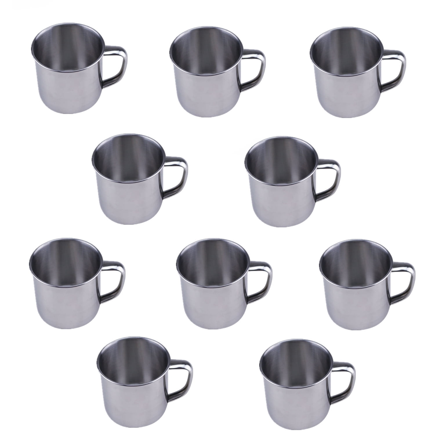 10 Pcs of Stainless Steel Coffee Tea Cup with Handle 6oz Espresso Mug -  Walmart.com