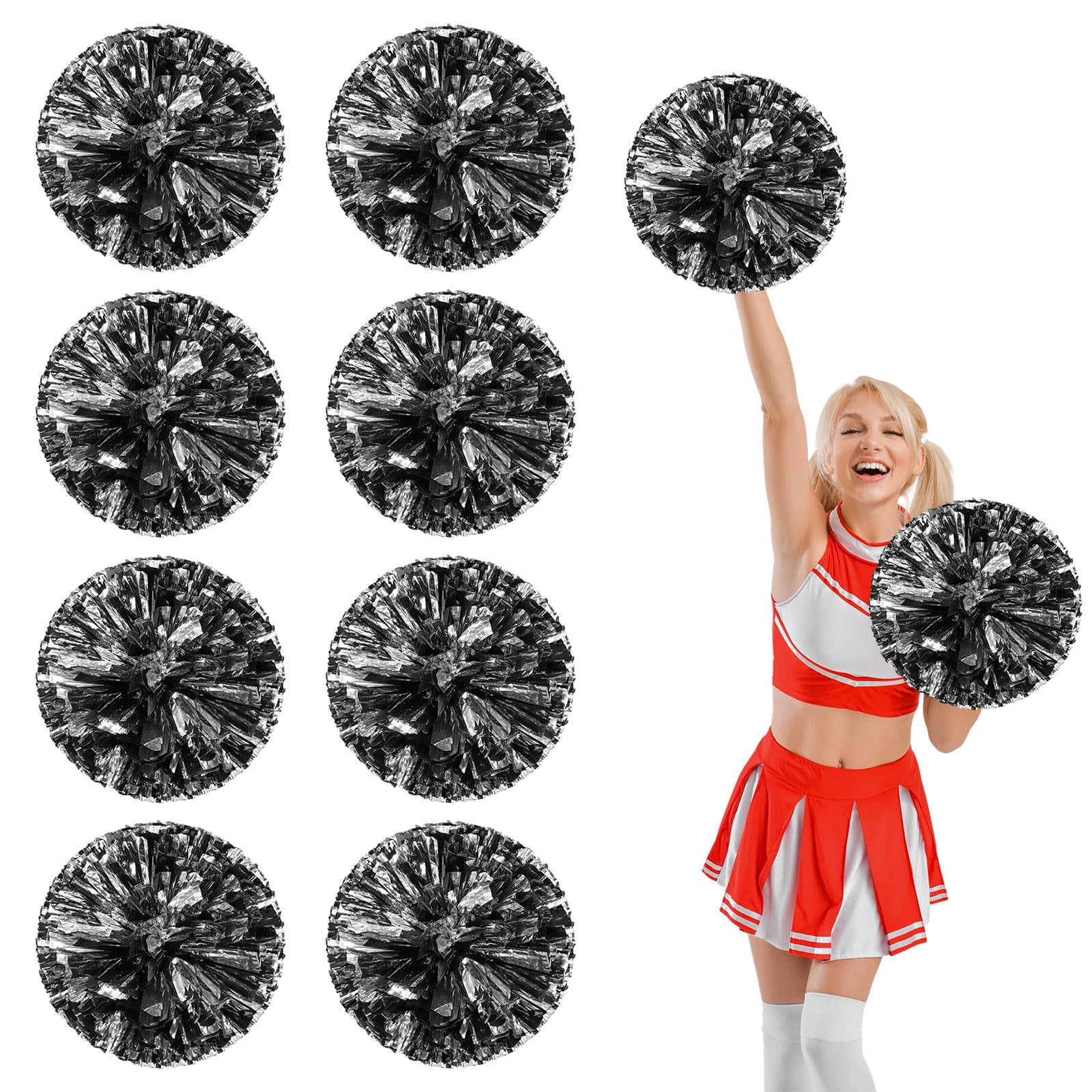 10 Pcs pom poms Cheer,pom poms Cheerleading with Straight Handle Style Cheer Pom Pomsfor Dance, Matches