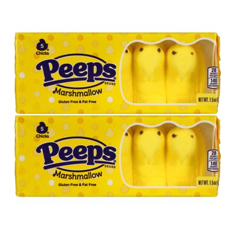 10 Peeps Yellow Marshmallow Chicks, Soft & Chewy Classic Easter Candy for Kids Adults Snacks Baked Goodies Decoration Easter Basket Stuffer & Holiday Party Favor 1.5oz & CUSTOM Storage Carrier