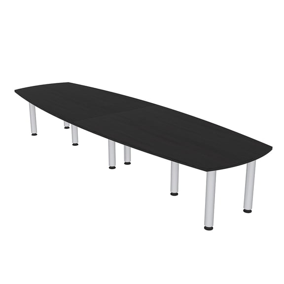 10 Person Arc Boat Conference Room Table with Power Modules Post Legs