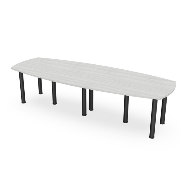 10 Person Arc Boat Conference Room Table with Power Modules Post Legs