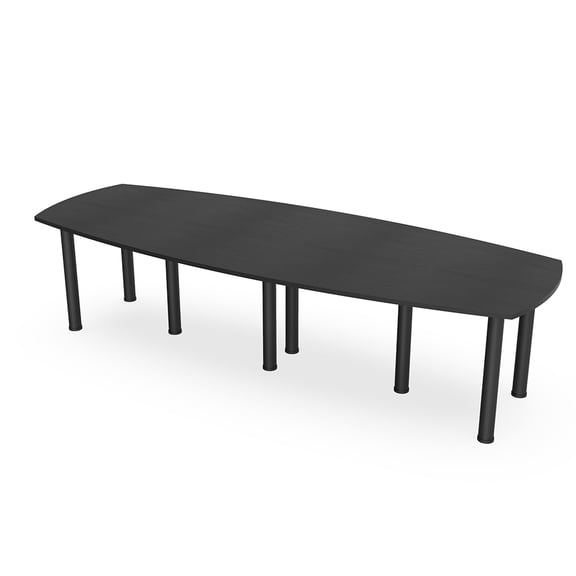 10 Person Arc Boat Conference Room Table with Power Modules Post Legs