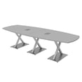 thumbnail image 1 of 10 Person Arc Boat Conference Table with X Bases Data And Electric, 1 of 7