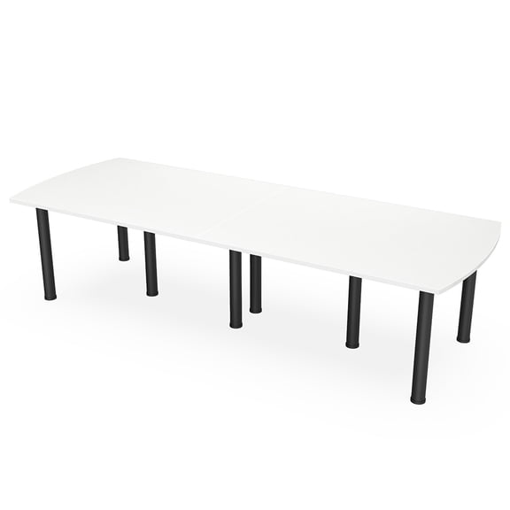 10 Person Arc Rectangle Conference Table with Power Modules Post Legs