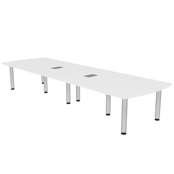 10 Person Arc Rectangle Conference Table with Power Modules Post Legs