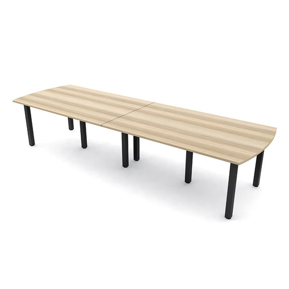 10 Person Arc Rectangle Conference Table with Power Modules Post Legs