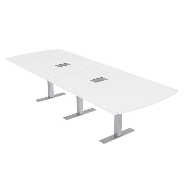 10 Person Arc Rectangle Powered Modular Conference Table Metal T Bases ...